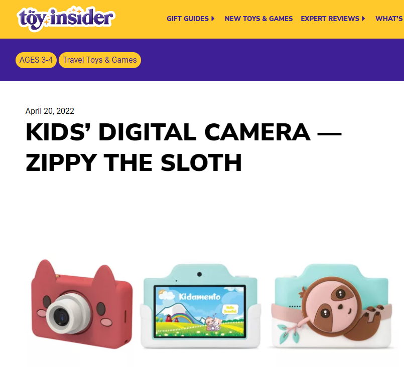 KIDS’ DIGITAL CAMERA — ZIPPY THE SLOTH