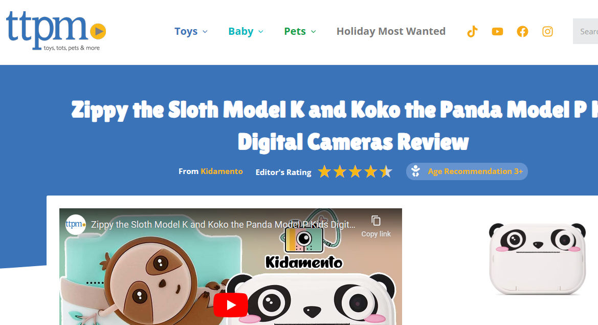 Zippy the Sloth Model K and Koko the Panda Model P Kids Digital Cameras Review